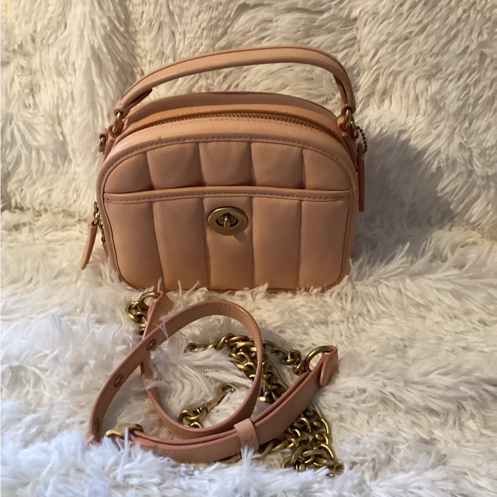 Coach faded blush quilted lunchbox satchel